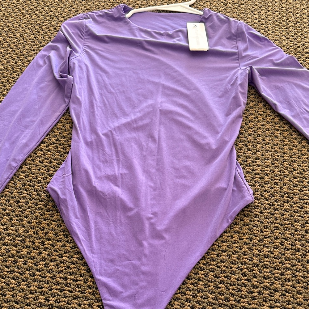 New with tag, naked, wardrobe, crewneck, bodysuit, and violet size small